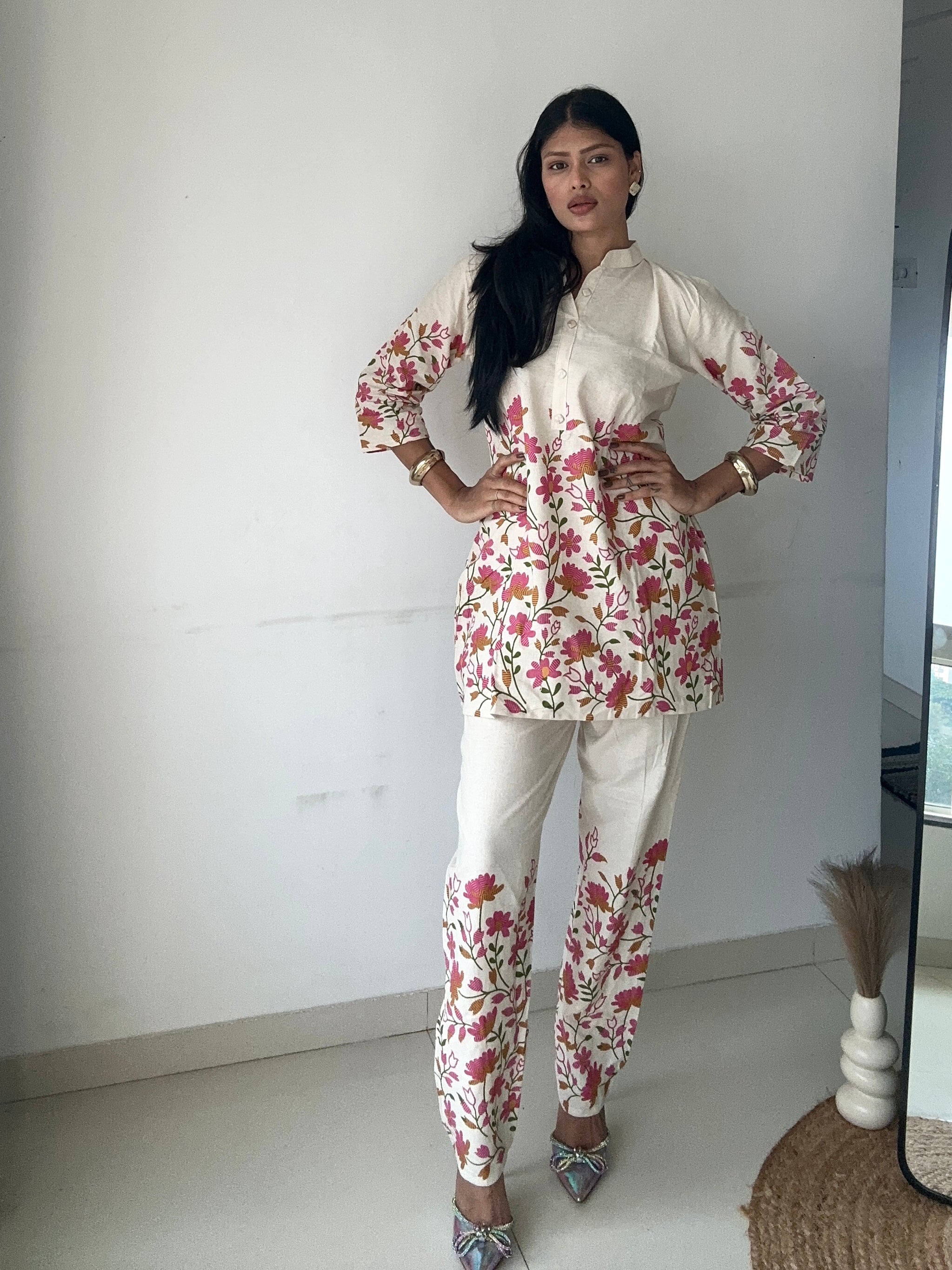 floral printed cotton co-ord set