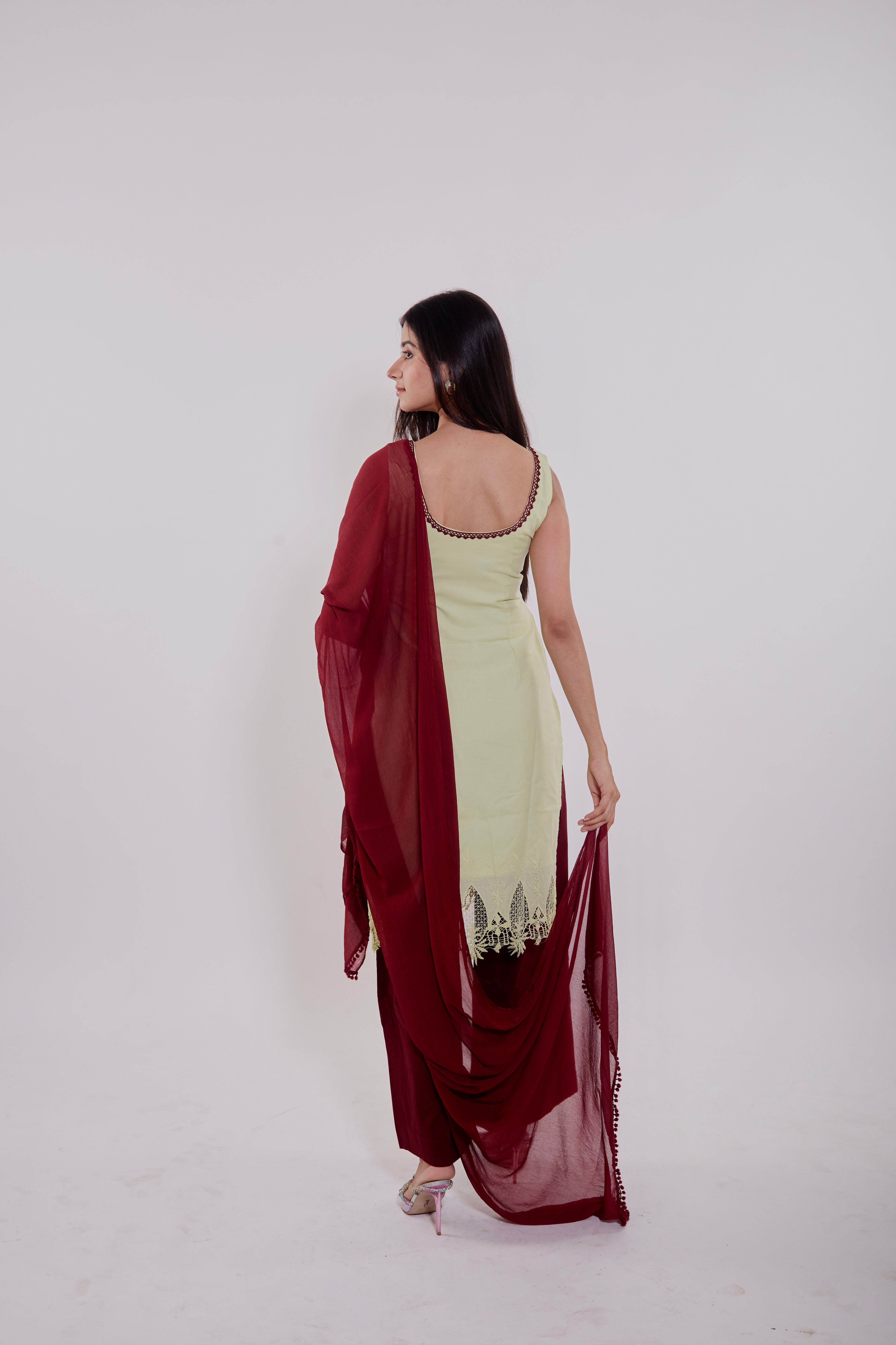 Mint Green & Maroon Ethnic Set