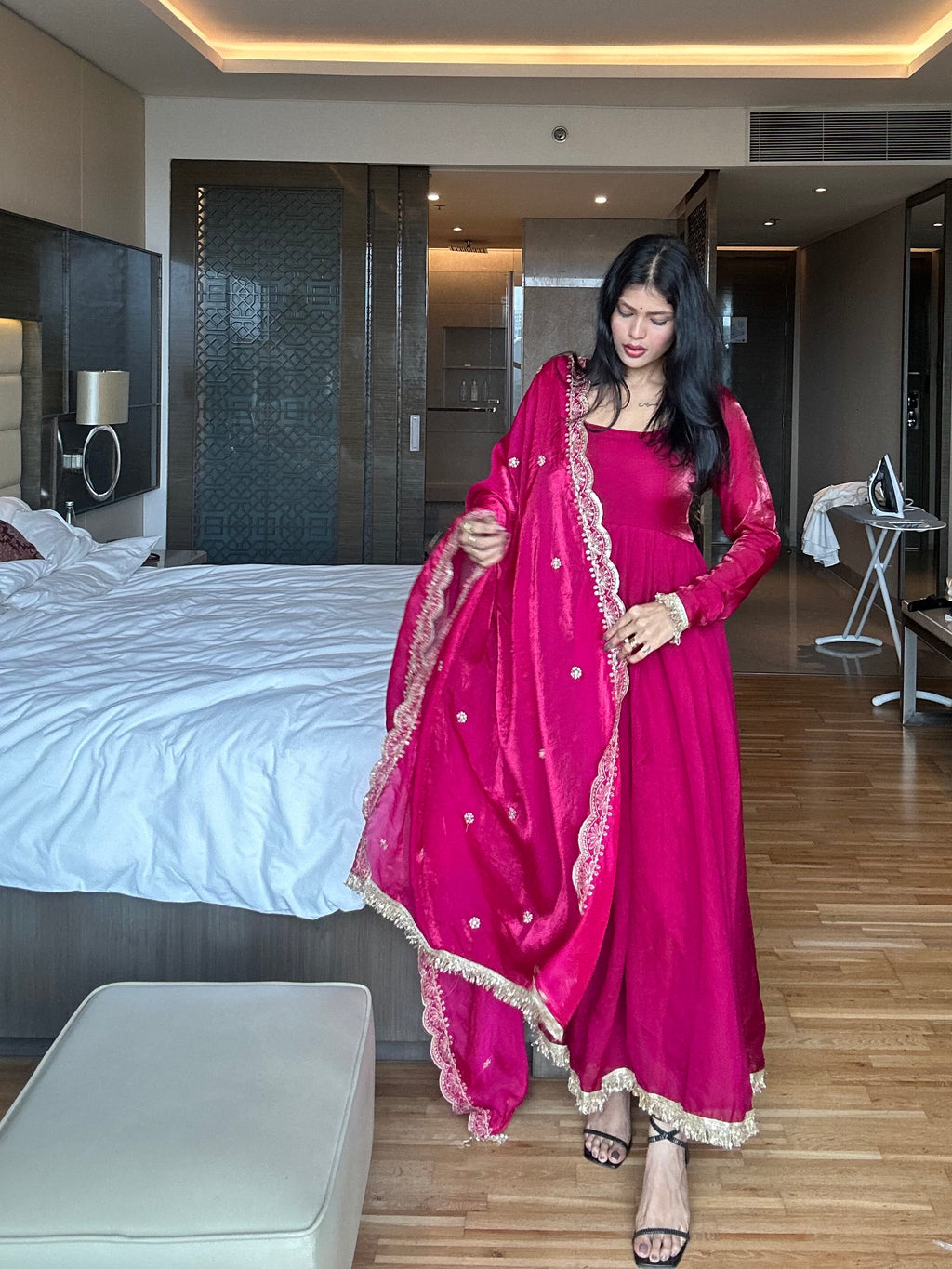 Elegant Deep Maroon Anarkali Suit