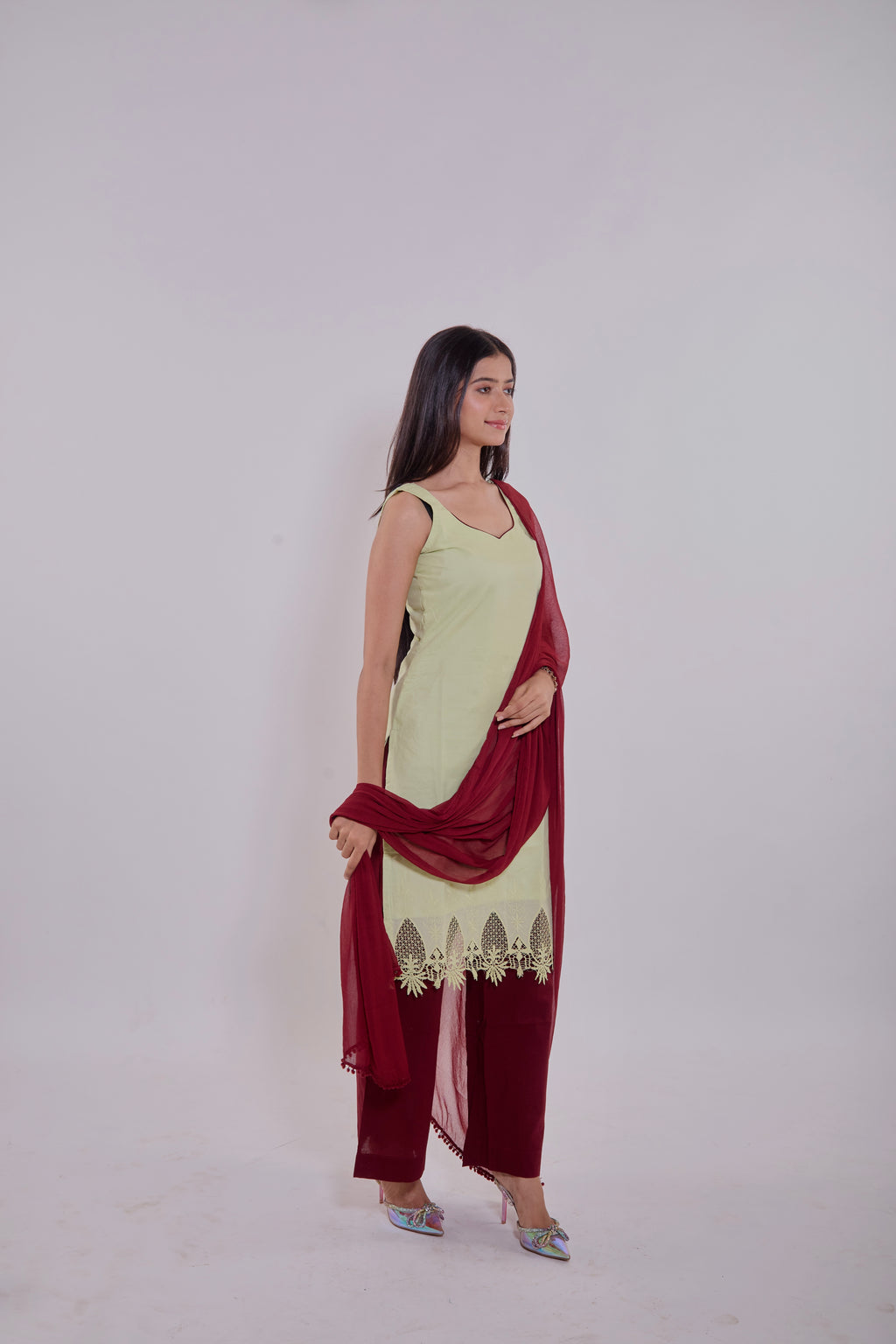 Mint Green & Maroon Ethnic Set