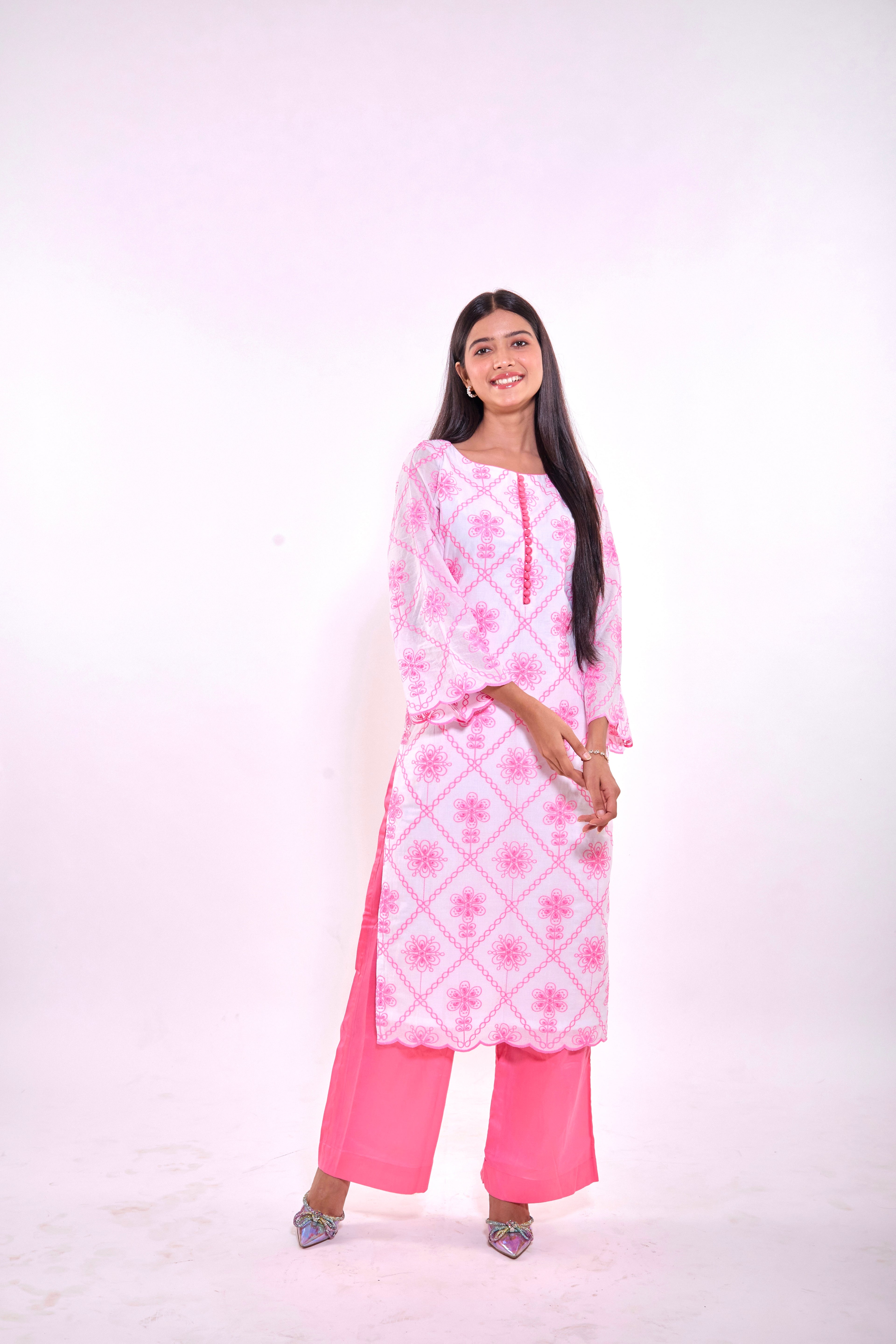 Pink Blossom Kurta Set