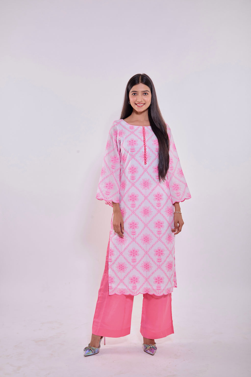 Pink Blossom Kurta Set