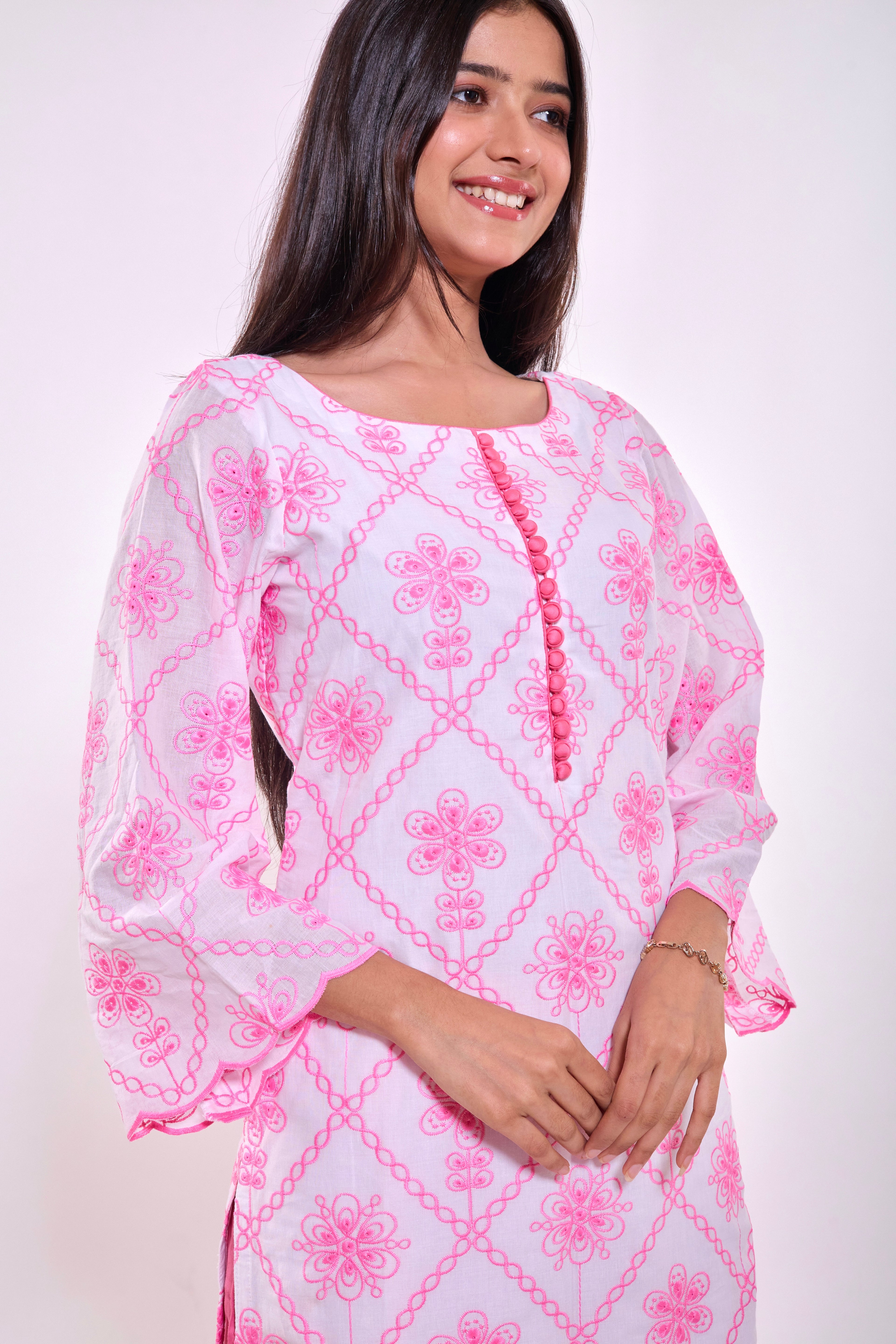 Pink Blossom Kurta Set