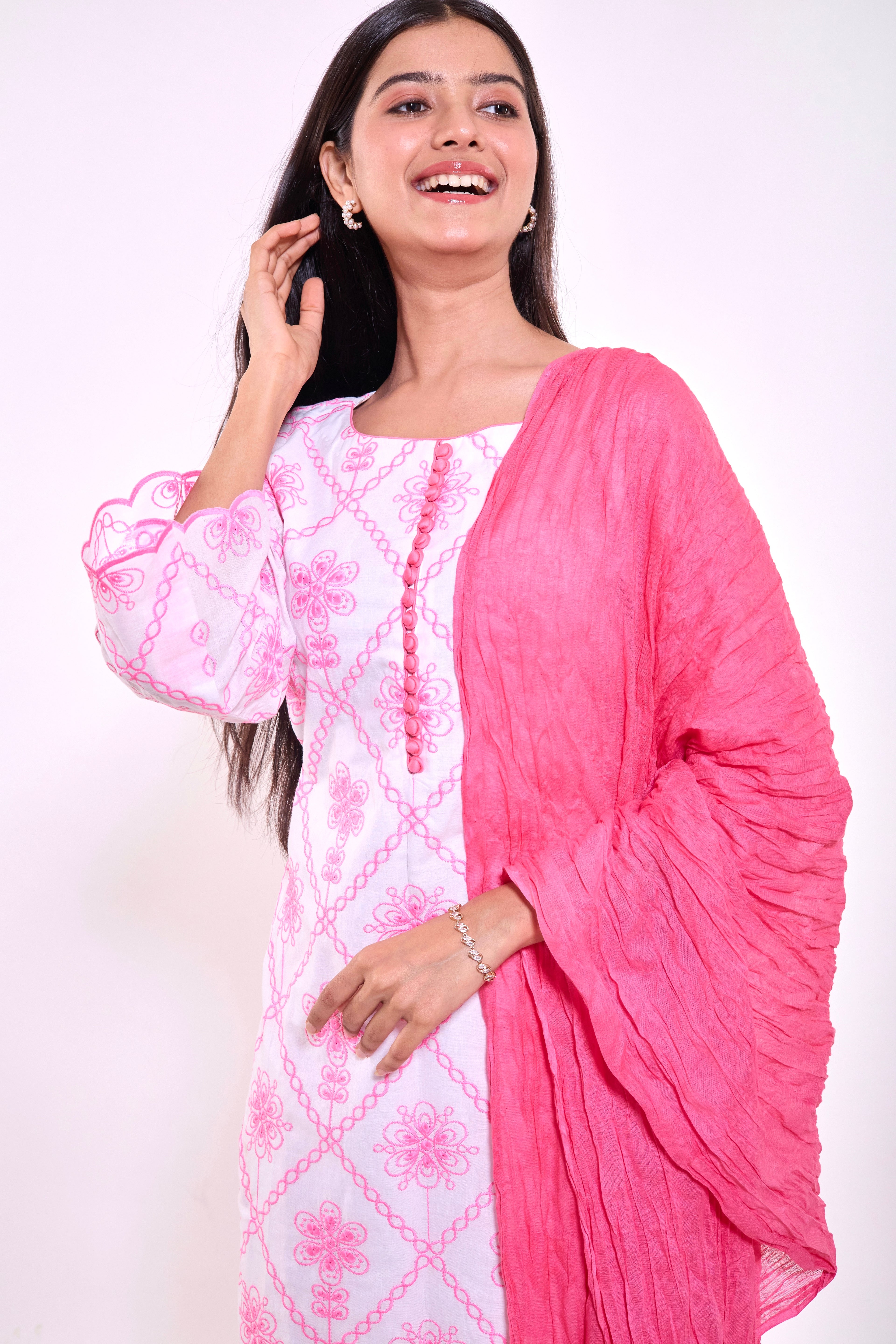 Pink Blossom Kurta Set