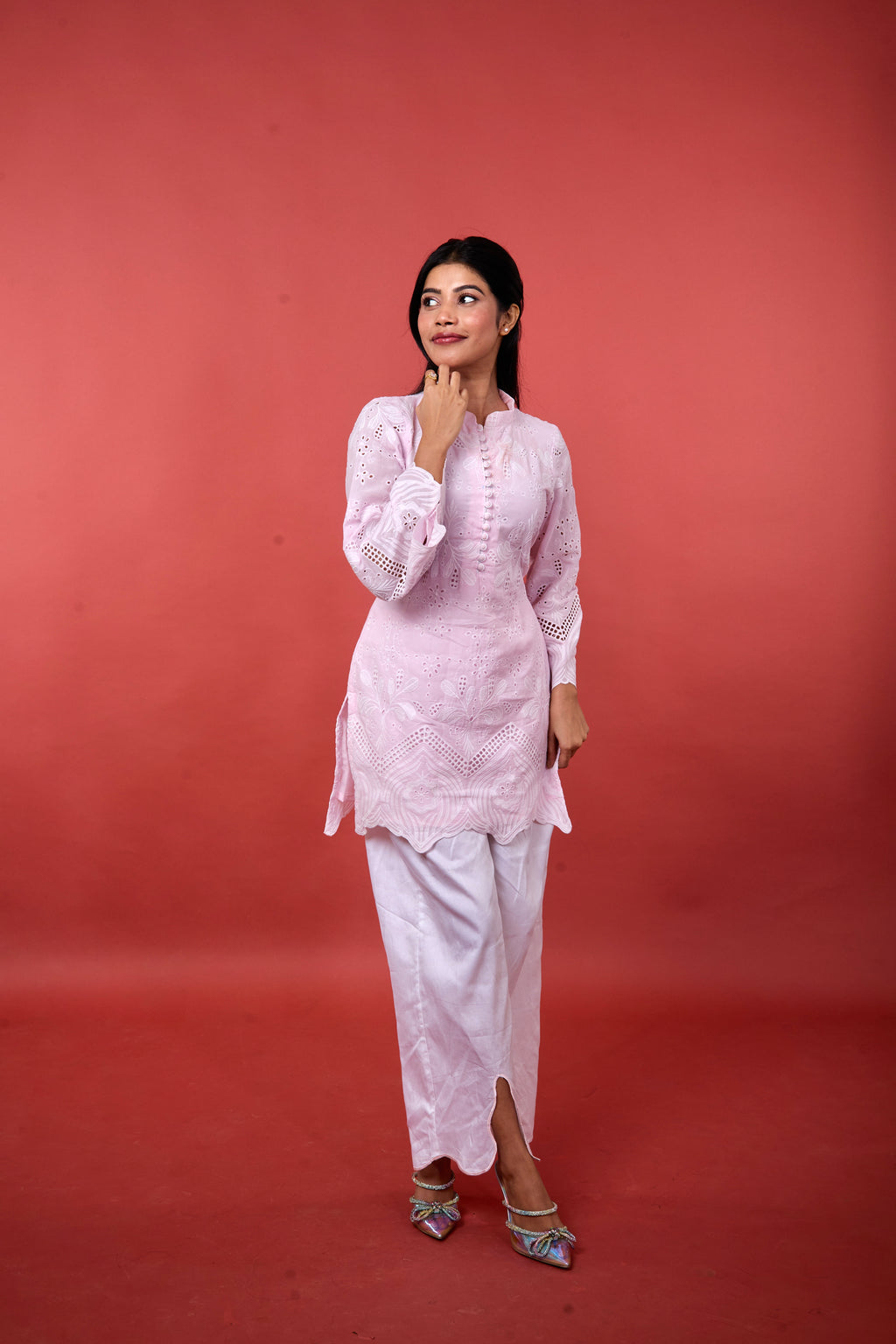 Pink Kurti and Palazzo Set