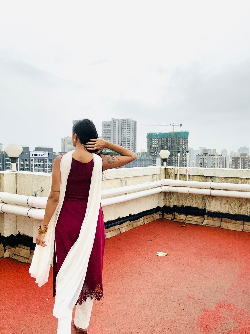 "Maroon Elegance Cut-Out Kurti Set